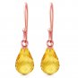 14K Solid Rose Gold Women's Cute Fish Hook Fashion Earrings with Citrines