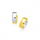 Solid 14k Two-Tone Gold Snuggable Style Earrings Womens Girls Fashion Jewelry