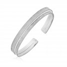 Precious Sterling Silver Womens Diamond Dust Split Shank Open Cuff Bracelet