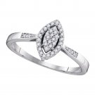 10kt White Gold Womens Round Diamond Oval Cluster Ring 1/8 Cttw