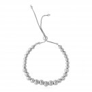 Adjustable Graduated Bead Bracelet with Geometric Texture in Sterling Silver