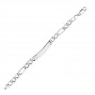 Sterling Silver Men's ID Bracelet with Figaro Chain