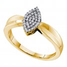 10kt Yellow Gold Womens Round Diamond Oval Cluster Ring 1/8 Cttw