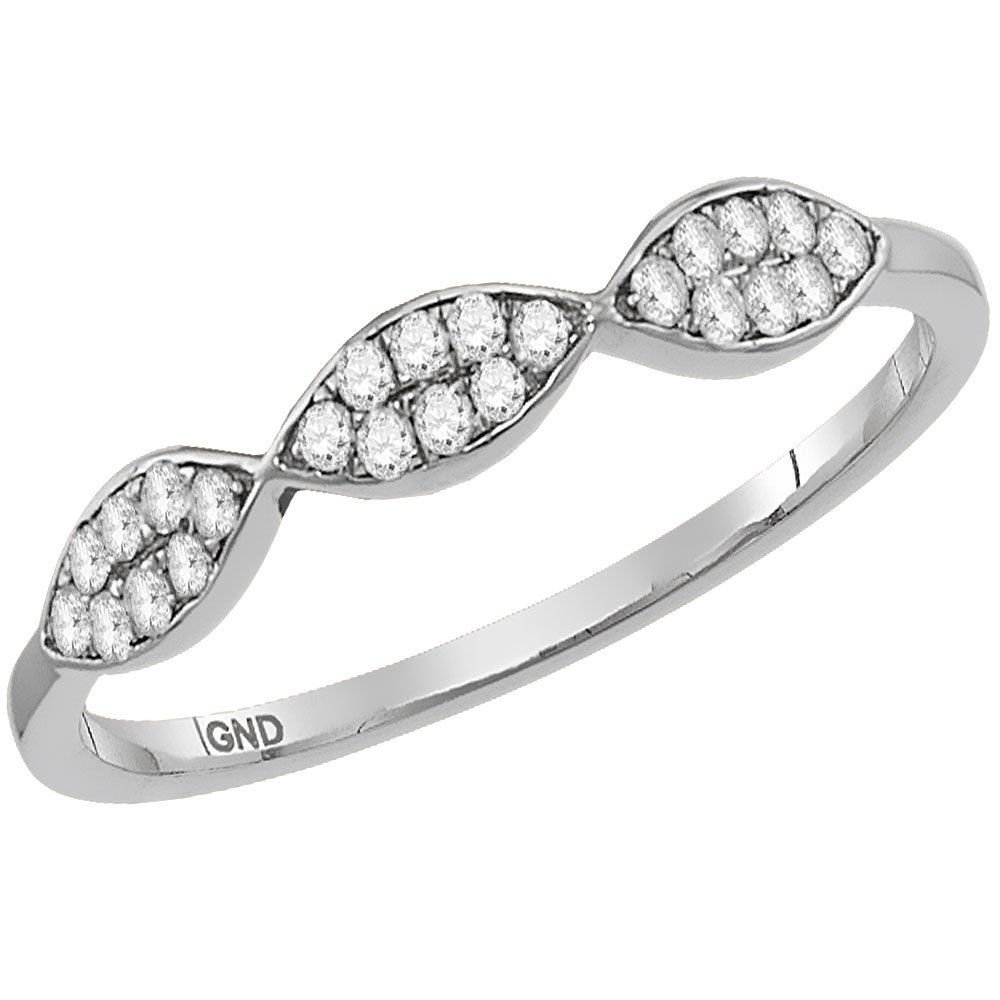 10kt White Gold Womens Round Diamond Oval Cluster Stackable Band Ring 1