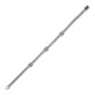 Woven Rope Bracelet with Pink Sapphire X Accents in Sterling Silver