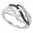 1/4 CT 0.25 CARAT Black Diamond Engagement Wedding BAND RING 10k White Gold
