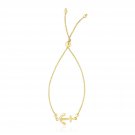 14k Yellow Gold Anchor Design Adjustable Lariat Bracelet