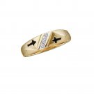 10k Yellow Gold Mens Round Diamond Single Row Cross Wedding Band 1/20 Cttw