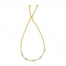 14k Two-Tone Gold Textured Round Bead Lariat Chain Bracelet
