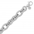 Sterling Silver Oval Cable Style Stationed Chain Bracelet