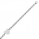 Sterling Silver Rhodium Plated Chain Bracelet with a Flat Heart Station