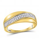 10kt Yellow Gold Womens Round Diamond Contour Row Band Ring 1/6 Cttw