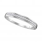 10k White Gold Womens Round Diamond Wedding Anniversary Band Ring 1/10 Ctw