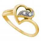10k Yellow Gold Cute Women's Round Diamond Heart Fashion Ring 1/20 Ct