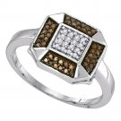 10k White Gold 0.20 CT Round Cut Espresso Enhanced Diamond Square Cluster Ring