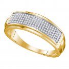 Yellow-tone Sterling Silver Mens Round Diamond Band Wedding Anniversary Ring 1/5