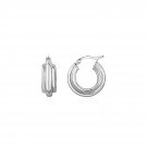 Womens Elegant Three-Row Graduated Round Hoop Earrings in Solid Sterling Silver
