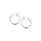 Sterling Silver Polished Hoop Motif Earrings with Rhodium Plating (20mm)