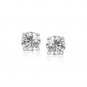 Womens Sterling Silver Design Stud Earrings w/ White Hue Faceted Cubic Zirconia