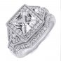 3 Carat Bridal Wedding Band Ring Set Princess Cut Real Solid Silver Size 5-9