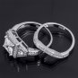 3 Carat Bridal Wedding Band Ring Set Princess Cut Real Solid Silver Size 5-9