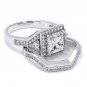 3 Carat Bridal Wedding Band Ring Set Princess Cut Real Solid Silver Size 5-9