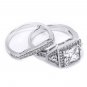 3 Carat Bridal Wedding Band Ring Set Princess Cut Real Solid Silver Size 5-9