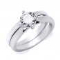 1.0 Carat Round Cut Solitaire Wedding BAND RING Set Sterling Silver Size 5-9
