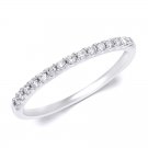14k White Gold Womens Diamond Petite Skinny Ring Wedding Band 1/6 Ct Size 5-10