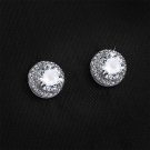 0.50 Carat Halo Stud EARRINGS 5mm Post Sterling Silver 4 Prong Pure Brilliance