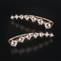 Ear Crawler Cuff Earrings 0.75 Carat CZ Ear Climber White & Rose Gold Plated