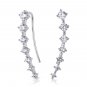 Ear Crawler Cuff Earrings 0.75 Carat CZ Ear Climber White & Rose Gold Plated