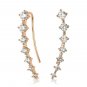 Ear Crawler Cuff Earrings 0.75 Carat CZ Ear Climber White & Rose Gold Plated