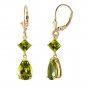 4.5 Carat 14k Solid Yellow Gold Green Peridot Gemstone Dangle Earrings