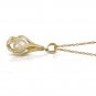 14k Solid Gold Necklace w/ Natural Pearl Pendant Spiral Design Available 14"-24"