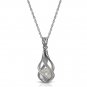 14k Solid Gold Necklace w/ Natural Pearl Pendant Spiral Design Available 14"-24"
