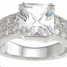 1.45 CT Carat Sterling Silver Rhodium Finish CZ Princess Pave Wedding Ring