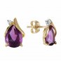 3.16 Carat 14K Solid Yellow Gold Stud Gemstone Earrings Diamond Amethyst