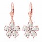 14K Solid Rose Gold Leverback Gemstone Earrings w/ Rose Topaz & Diamond
