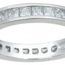 0.75 CT Princess Cut Eternity Band Ring Solid Sterling Silver 3mm Width Size 5-9
