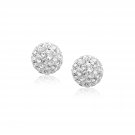 14k Yellow Gold Women's Unique 0.31" Stud White Crystal Ball Earrings