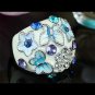 Flowers & Butterfly Ring Multi-Color CZ Crystals Stones Bridal Fashion SIZE 6-9