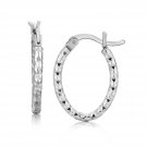 Diamond Cut Petite Oval Hoop Earrings 100% Genuine Sterling Silver 0.75" inches