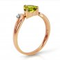 1.26 tcw 14k Solid Gold Green Peridot Gemstone Ring w/ Natural Diamond Size 5-11