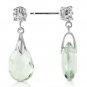 6.06 Carat 14K Solid White Gold Stud Gemstone Earrings Diamond & Green Amethyst