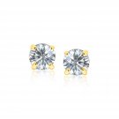 14k Yellow Gold 7mm Stud Earrings with White Hue Faceted Cubic Zirconia