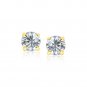 14k Yellow Gold 7mm Stud Earrings with White Hue Faceted Cubic Zirconia