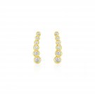 14k Yellow Gold Graduated Circles Climber Post Earrings with Cubic Zirconia