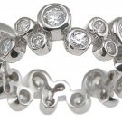 Womens 1.00 Ct Sterling Silver Rhodium Finish Multi Stone Engagement Band Ring
