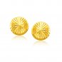 14k Yellow Gold 0.38in Women's Diamond Cut Flat Design Stud Earrings